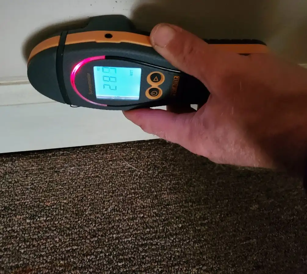 Moisture detection at baseboard during Burst Pipe Cleanup in Lawrenceburg